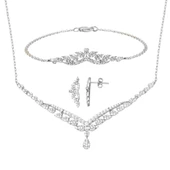 14 Ayar Damla Tasarım Beyaz Altın Nişan Seti thumbnail 1