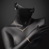 14 Ayar Damla Tasarım Altın Üçlü Söz Seti thumbnail 4