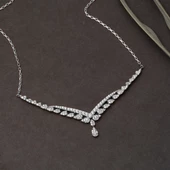 14 Ayar Damla Tasarım Beyaz Altın Nişan Seti thumbnail 3