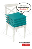 XPERMATE 4'lü Sandalye Minderi Su İtici Kumaş 40x40 cm Sünger Sandalye Minderi Bağcıklı Turkuaz thumbnail 1