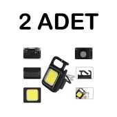 2 Adet LED Mini Anahtarlık Fener Şarjlı Kamp Balıkçı Tamirci Için Çalışma Feneri Çok Fonksiyonlu Taşınabilir - 1