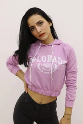 Kapşonlu Bel Lastikli Sweatshirt - 2