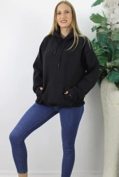 Üç İplik Kapşonlu Sweatshirt Siyah - 2