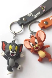 DZC KUZENLER AVM Tom ve Jerry Karikatür Anime Figür PVC Bebek Anahtarlık Çanta Anahtarlık Süsü 2 adet - 4