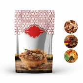 Kırmızı Kuruyemi̇ş Desenli̇ Doypack 17,5x25+4,5 Cm 500 Gr 100 Adet - 1