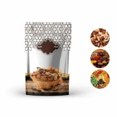 Kahverengi̇ Kuruyemi̇ş Desenli̇ Doypack 13x20+4 Cm 250 Gr 1000 Adet - 1
