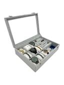 Saat Yüzük Ve Takı Kutusu Gri Anfora Beyaz Yastıklı thumbnail 1