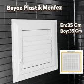 Menfez Banyo Wc Tuvalet Depo Havalandırma Plastik Panjur Beyaz 35x35 CM thumbnail 1