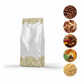 Altın Yaldız Çiçek Desenli Yan Körüklü Torba 6x18+2 Cm 100 Gr (1 Kg) - 1