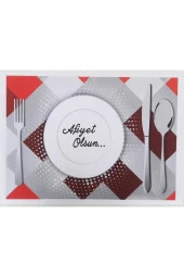 Amerikan Servis Kağıdı Afiyet Olsun Baskılı Beyaz Masa Örtüsü - 29 x 40 Cm. - 100 Adetlik 10 Paket - 1