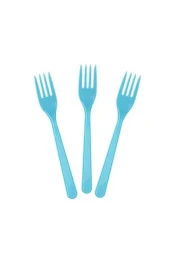 Açık Mavi Lüks Plastik Çatal 25 Adet - 1
