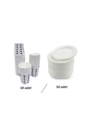 Karton Bardak 50 Adet Köpük Tabak Küçük Boy 50 Adet - 1