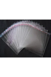8 cm X 15 cm Şeffaf Bantlı Jelatin Yapışkanlı Poşet 1000 Adet Jelatin Poset - 1