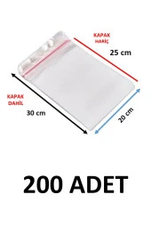 200 Adet Şeffaf Yapışkanlı Poşet - Opp Kendinden Yapışkanlı Parlak Poşet 20x30 Cm - 1