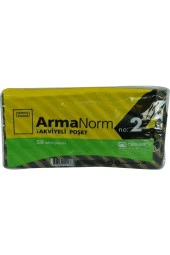 Naksan Armanorm Takviyeli Çanta Poşet Siyah Çizgili Desen 35x25 50 Adet No:2 - 1