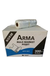Rulo Market Poşeti Torbası - Atlet Poşet - Şeffaf - Orta Boy - 20x200 Adet - Koli - 1