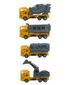 Oyuncak Çek Bırak İnşaat ve İş Makinaları Su Tankeri, Kamyon, Harç Kamyonu, Kepçe 4lü - 1