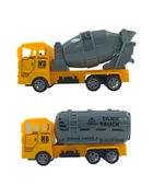 Oyuncak Çek Bırak İnşaat ve İş Makinaları Su Tankeri, Kamyon, Harç Kamyonu, Kepçe 4lü - 3