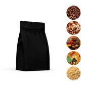 Mat Siyah Flat Bottom Kilitli Torba 12x22,5+4 Cm 250 Gr 100 Adet - 1