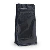 Parlak Siyah Flat Bottom Kilitli Torba 14x38+4 Cm 1000 Gr 100 Adet - 1