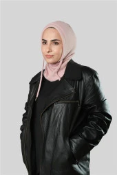 Pudra Bağcıklı Peluş Balaklava Boyunluklu Bere Jakar Düz 2327_06 - 2
