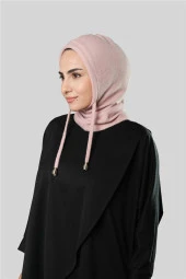 Pudra Bağcıklı Peluş Balaklava Boyunluklu Bere Jakar Düz 2327_06 - 4