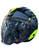 KASK SWAY SW-766 GEKO BLACK/YELLOW ÇENESİZ GÜNEŞ GÖZLÜKLÜ - 1