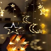 GÜN IŞIĞI SALKIM LED IŞIK HİLAL YILDIZLI SALKIM IŞIK YILDIZLI YILBAŞI IŞIĞI YILBAŞI SÜSLEME IŞIĞI thumbnail 3