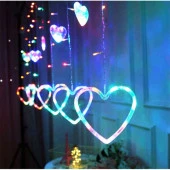 RENKLİ SALKIM LED IŞIK KALPLİ SALKIM LED IŞIK RENKLİ LED IŞIKLI PERDE IŞIK EKLEMELİ 220 VOLT FİŞLİ thumbnail 4