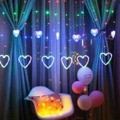 RENKLİ SALKIM LED IŞIK KALPLİ SALKIM LED IŞIK RENKLİ LED IŞIKLI PERDE IŞIK EKLEMELİ 220 VOLT FİŞLİ thumbnail 6