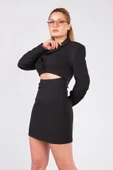 Kadın Pencere Detaylı Uzun Kol Elbise Siyah - 3
