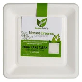 Roll-Up Nature Ekolojik Karton Kağıt Parti Tek Kullanımlık Kare Tabak - 20 Cm. - 6 Adetlik 10 Paket thumbnail 2