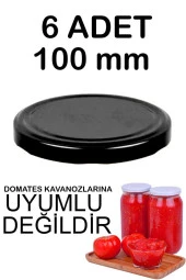 6 Adet 10cm Metal Kavanoz Kapağı Siyah - 1