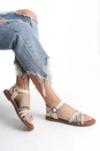 Hakiki Deri Kadın Sandalet Kemer Bağlamalı Açık Topuk thumbnail 6