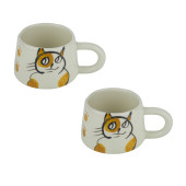 Kupa Bardak Seramik Kedi Desenli 2'li Set 200 Ml - 1