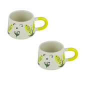 Kupa Bardak Seramik Mısır Desenli 2'li Set 200 Ml - 1