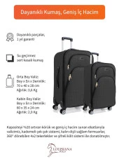 Louisiana Polo Orta ve Kabin Boy Valiz Seti 4 Teker Kumaş Valiz Antrasit 1081 - 2