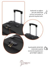 Louisiana Polo Orta ve Kabin Boy Valiz Seti 4 Teker Kumaş Valiz Antrasit 1081 - 4