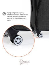 Louisiana Polo Orta ve Kabin Boy Valiz Seti 4 Teker Kumaş Valiz Antrasit 1081 - 5