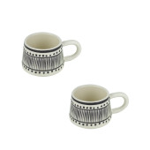 Kupa Bardak Seramik Siyah Çizgili Desenli 2'li Set 200 Ml - 1