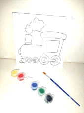 Hayal Sepeti TREN MODEL Resimli Tuval 20 X 20 6lı boya, fırça Boyama seti - 1