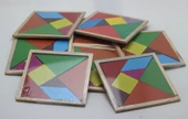 20 Adet 7 Parça Eğitici Renkli 10x10 cm  Ahşap Orta Boy Tangram Akıl Zeka Mantık Ve Strateji Oyunu thumbnail 2