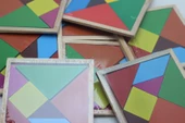 20 Adet 7 Parça Eğitici Renkli 10x10 cm  Ahşap Orta Boy Tangram Akıl Zeka Mantık Ve Strateji Oyunu thumbnail 5