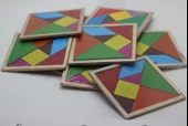 20 Adet 7 Parça Eğitici Renkli 10x10 cm  Ahşap Orta Boy Tangram Akıl Zeka Mantık Ve Strateji Oyunu thumbnail 3