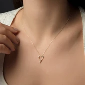Kalp Tektaş Altın Kolye 14K Gold thumbnail 2