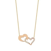 Kalp Altın Kolye Sen ve Ben 14K Rose Gold thumbnail 1
