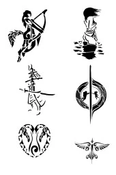 Aşk ve karadelik Geçici Dövme Kalıpları Sadece Desen thumbnail 1