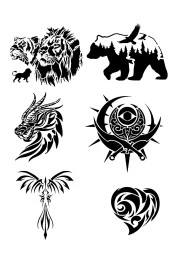 Doğa Modelleri Geçici Dövme Kalıpları Sadece Desen thumbnail 1