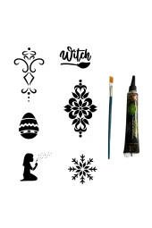 Mandala ve Kar Tanesi Hint Kınasıyla Geçici Dövme Yapma Kiti - 1