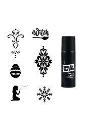 Mandala ve Kar Tanesi Spray Tattoo Geçici Dövme Seti Dark Siyah Sprey - 1